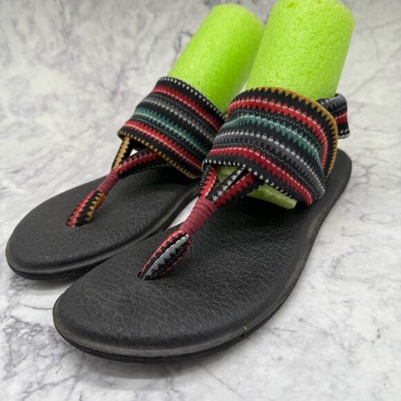 Sanuk Black and Multicolor Sandals, Yoga Mat. Size 9. Excellent used condition! - Picture 1 of 5